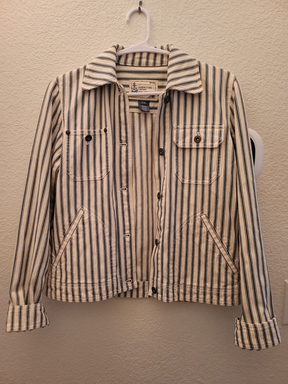 Ralph Lauren Striped Jean Jacket - Cream & Black